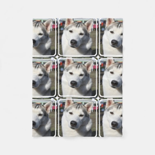 Siberian Husky Dog Photo Fleece Blanket (Front)