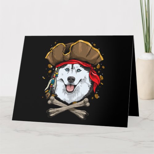 Siberian Husky Dog Pirate Jolly Roger Flag Crossbo Card