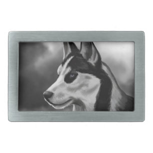 Siberian Husky Dog Portrait Digital Art Rectangular Belt Buckle