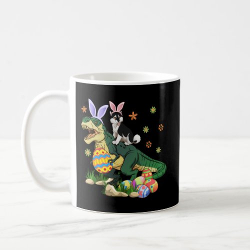 Siberian Husky Dog Riding Dinosaur Egg Easter Day Coffee Mug