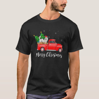 Siberian Husky Dog Riding Red Truck Christmas Pupp T-Shirt