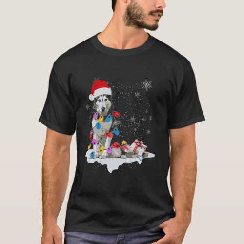Siberian Husky Dog Santa Christmas Dog Lovers Xmas T_Shirt