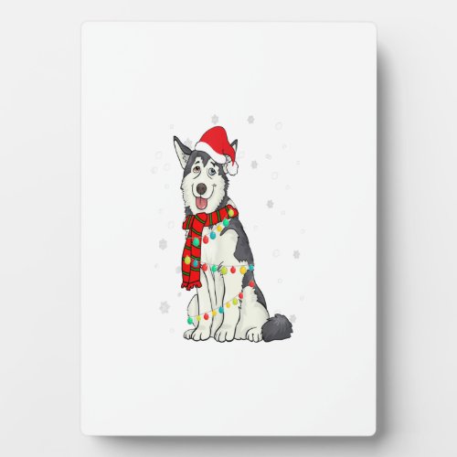 Siberian Husky Dog Santa Hat Christmas Dog Light Plaque