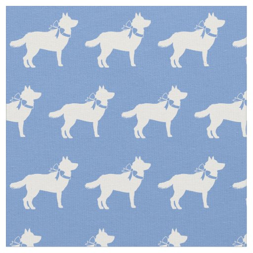 Siberian Husky Dog Silhouette Pet Light Blue Fabric