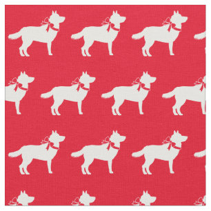 Siberian Husky Dog Silhouette Pet Red Fabric