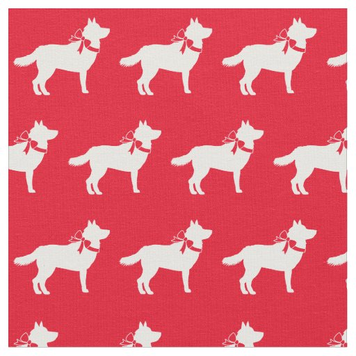 Siberian Husky Dog Silhouette Pet Red Fabric