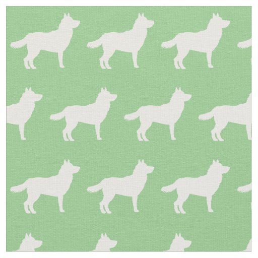 Siberian Husky Dog Silhouette Pet Sage Green Fabric