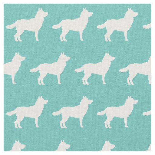 Siberian Husky Dog Silhouette Pet Teal Fabric