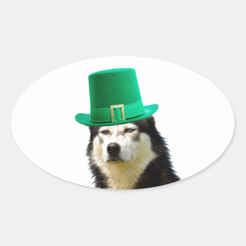 Siberian Husky Dog St Patricks day Oval Sticker