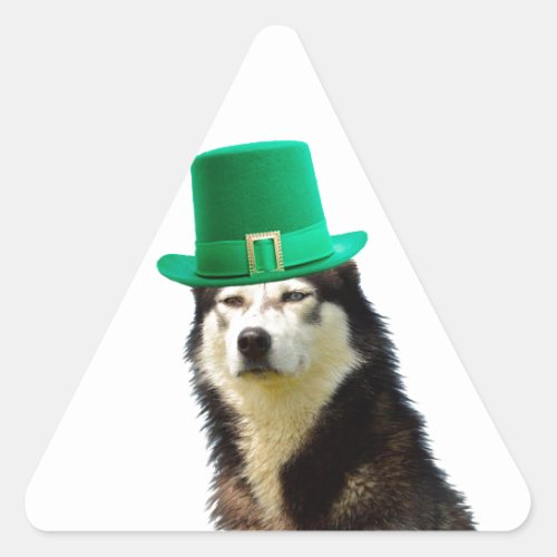 Siberian Husky Dog St Patricks day Triangle Sticker