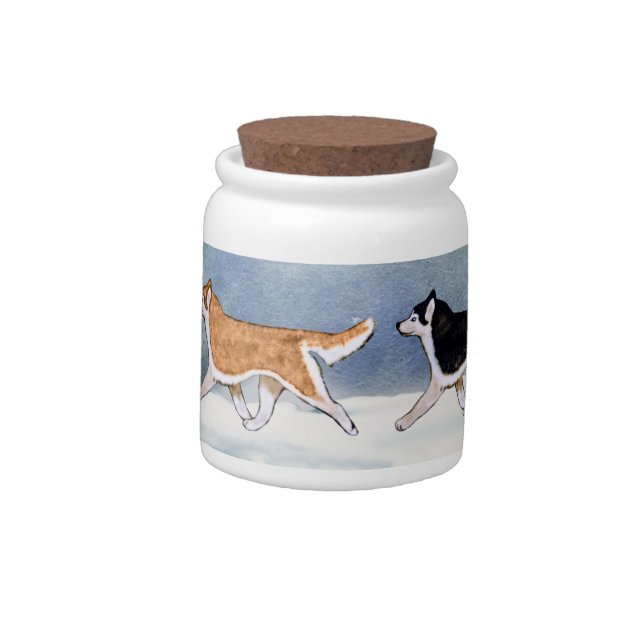 Siberian Husky Dog Treat Jar (Left)