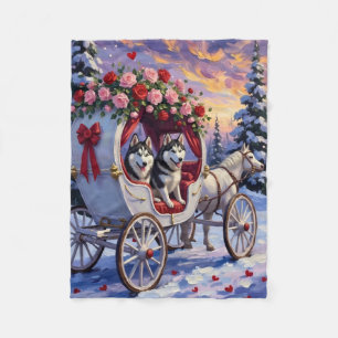 Siberian Husky Dog Valentine's Day Fleece Blanket