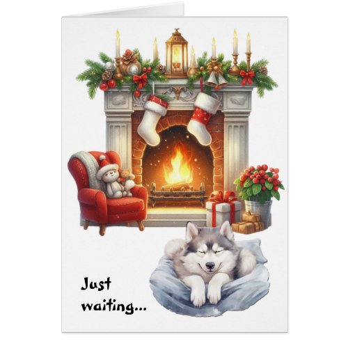 Siberian Husky Dog Waiting for Christmas Cards