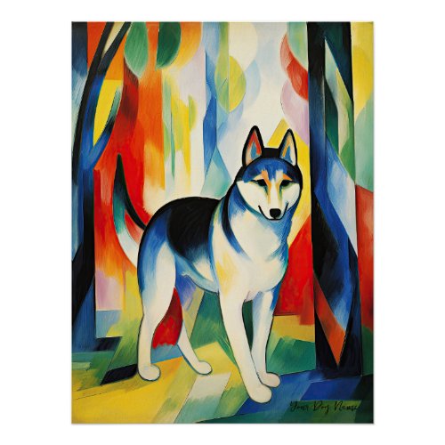 Siberian Husky dog walking in the park 01 _ Madele Poster