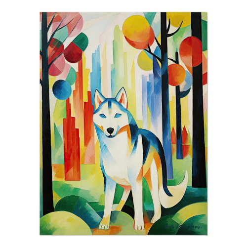 Siberian Husky dog walking in the park 02 _ Madele Poster