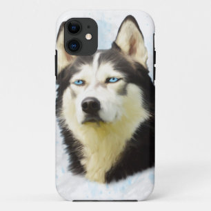 Siberian Husky Dog Water Color Art Painting iPhone 11 Case