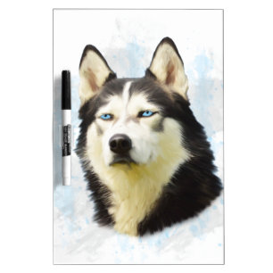 Siberian Husky Dog Water Color Art Painting Dry-Erase Board