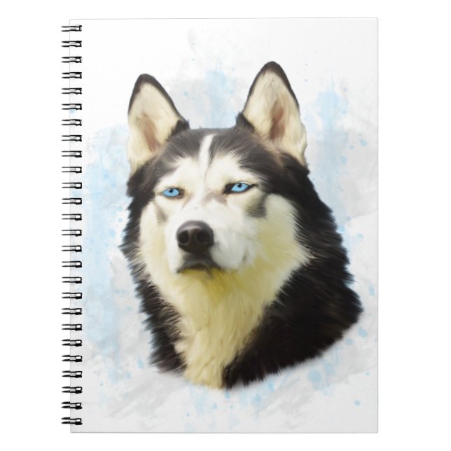 Siberian Husky Dog Water Color Art Painting Notebook (Front)