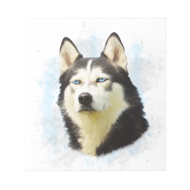 Siberian Husky Dog Water Color Art Painting Notepad (Front)