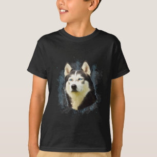 Siberian Husky Dog Water Color Art Painting T-Shirt
