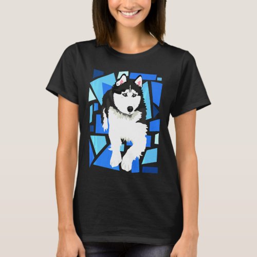 Siberian Husky Dog With Blue Eyes T_Shirt