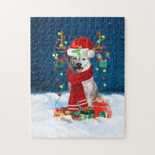 Siberian Husky dog with Christmas gifts Jigsaw Puzzle