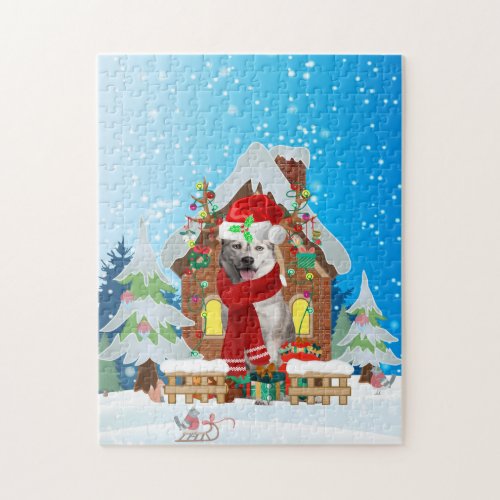 Siberian Husky dog with Christmas gifts Jigsaw Puzzle