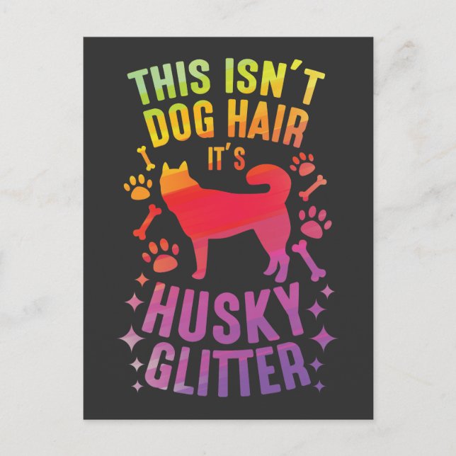 Siberian Husky Dog Wolf Funny huskies Dog Hair Postcard (Front)