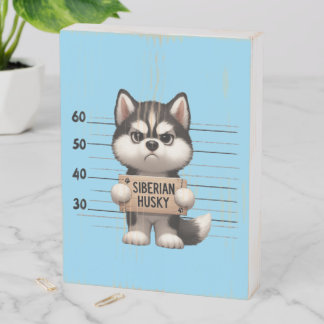 Siberian Husky Dog Wooden Box Sign