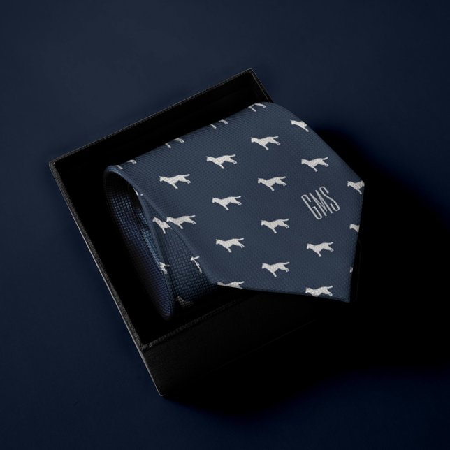 Siberian Husky Dogs Pattern Monogrammed Neck Tie (Creator Uploaded)