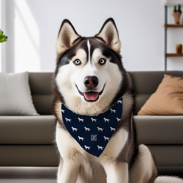Siberian Husky Dogs Pattern Monogrammed Pet Bandana Collar (Creator Uploaded)