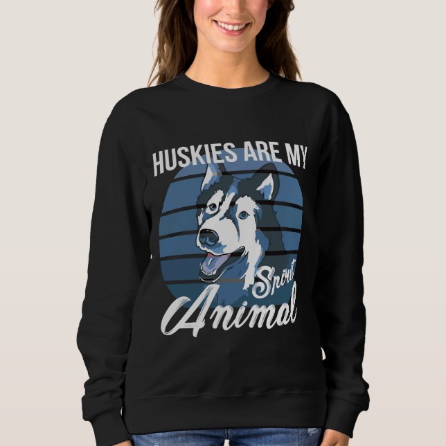 Siberian Husky Dogs Puppies Love Dogs Saying Retro Sweatshirt (Front)