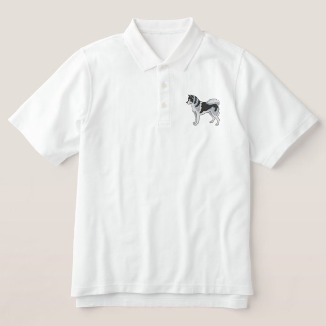 Siberian Husky Embroidered Polo Shirt (Design Front)