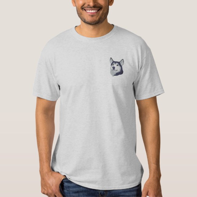 Siberian Husky Embroidered T-Shirt (Front)