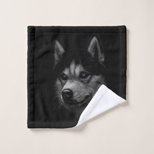 Siberian Husky Face Bath Towel Set (Wash Cloth)