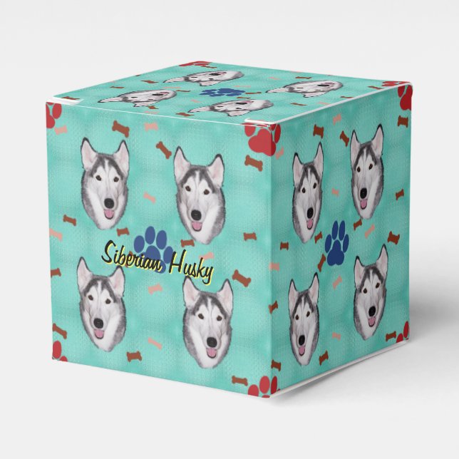 Siberian Husky Favor Boxes (Front Side)