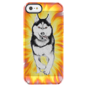 Siberian Husky Fire Clear iPhone SE/5/5s Case