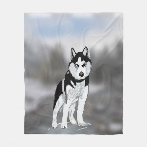 Siberian Husky Fleece Blanket