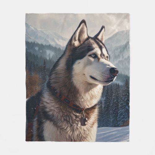 Siberian Husky Fleece Blanket