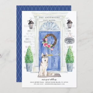 Siberian Husky Front Door Moving Announcement