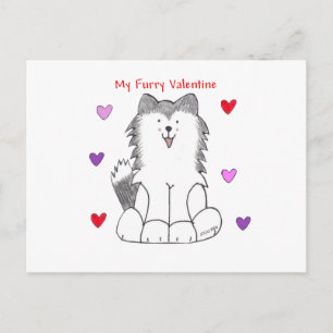 Siberian Husky Furry Valentine Holiday Postcard