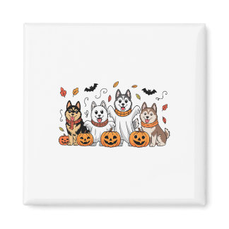 Siberian Husky Ghost Fall Autumn Thanksgiving Hall Magnet