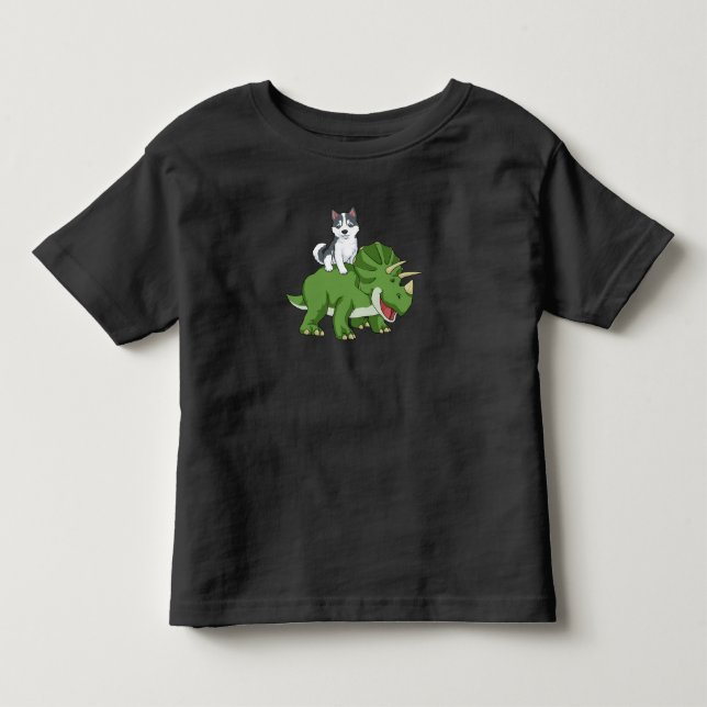 Siberian Husky Gifts Kids Triceratops Dinosaur Toddler T-shirt (Front)