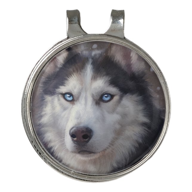 Siberian Husky Golf Hat Clip (Front)