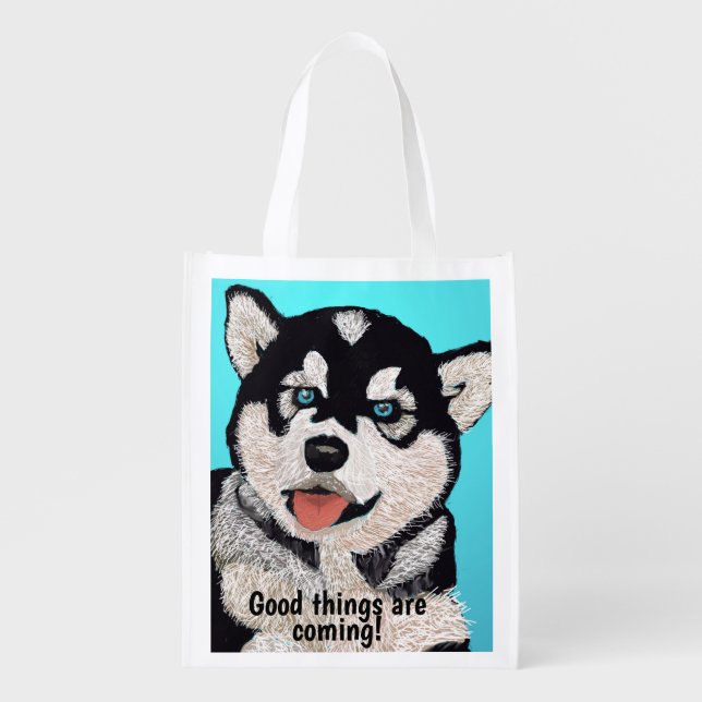 Siberian Husky Grocery Bag (Front)