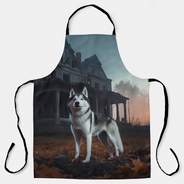 Siberian Husky Halloween Scary  Apron (Front)