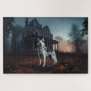 Siberian Husky Halloween Scary Jigsaw Puzzle