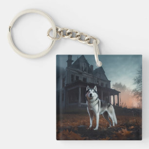 Siberian Husky Halloween Scary Keychain