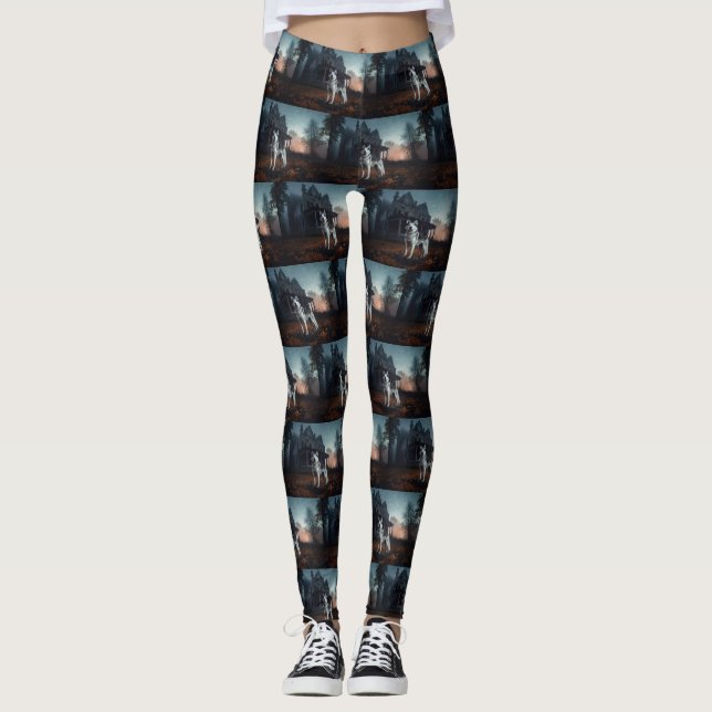 Siberian Husky Halloween Scary  Leggings (Front)
