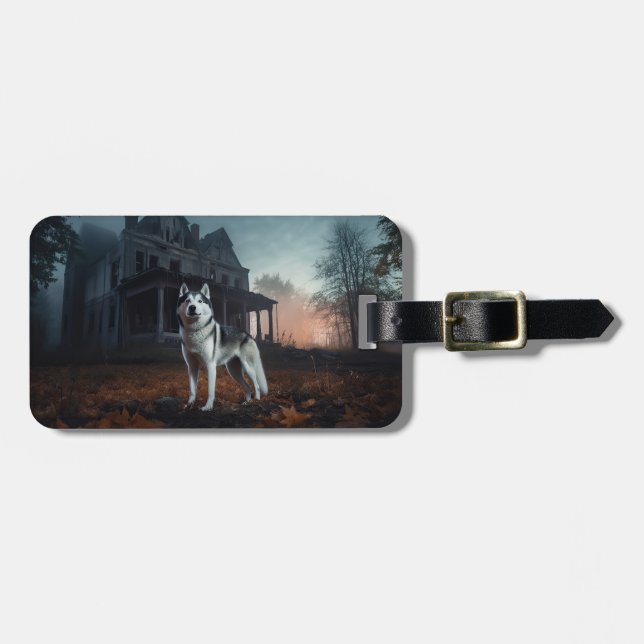 Siberian Husky Halloween Scary  Luggage Tag (Front Horizontal)